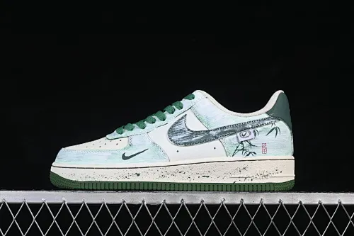 All categories Nk Air Force 1 Air Force series Nk Air Force 1 Low Air Force low-top Nike Air Force 1'07 Low "Bamboo In Ink Wash" Hand-painted graffiti Green bamboo ink rhyme Air Force 1 low-top casual sneakers FB1839-123